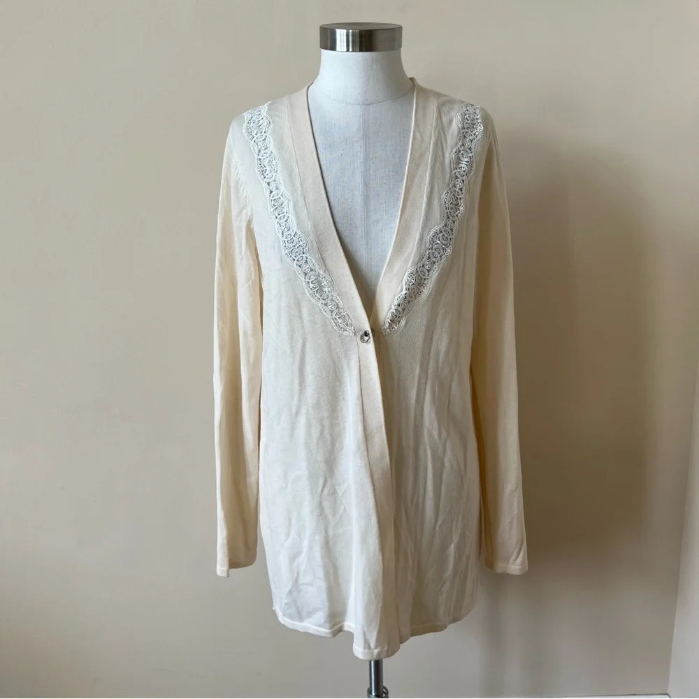 Elie Tahari lace trim sweater 5970